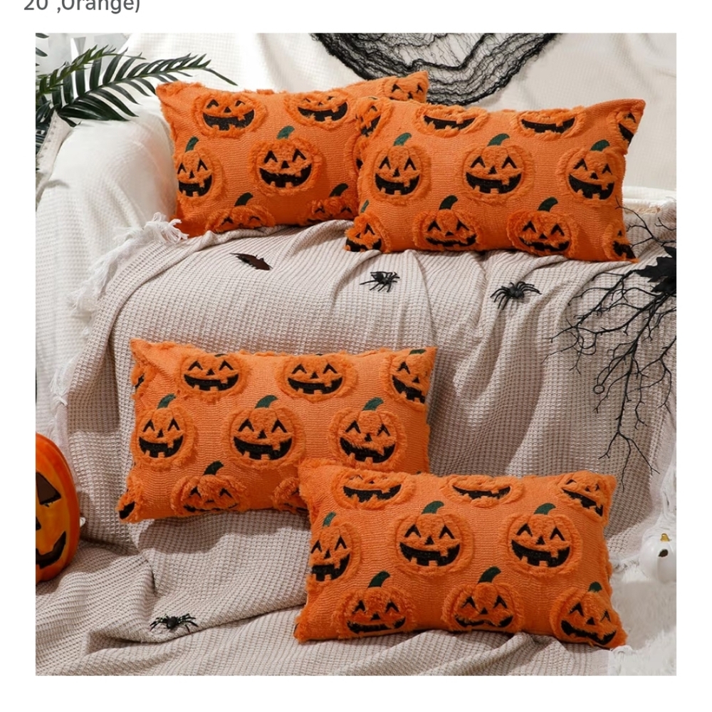Halloween Jack-O'-Lantern Decorative Pillowcase Set 4 Pack